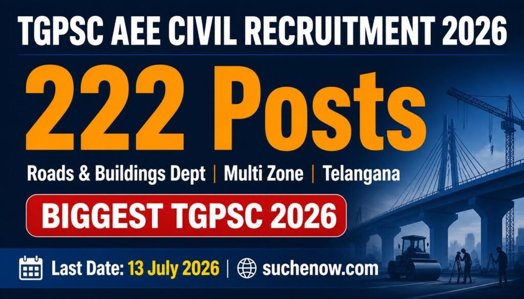 TGPSC AEE Civil Recruitment 2026 – 222 Assistant Executive Engineer Civil Posts in Roads and Buildings Department Telangana